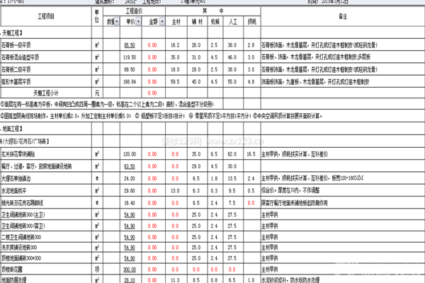 新房裝修預算表